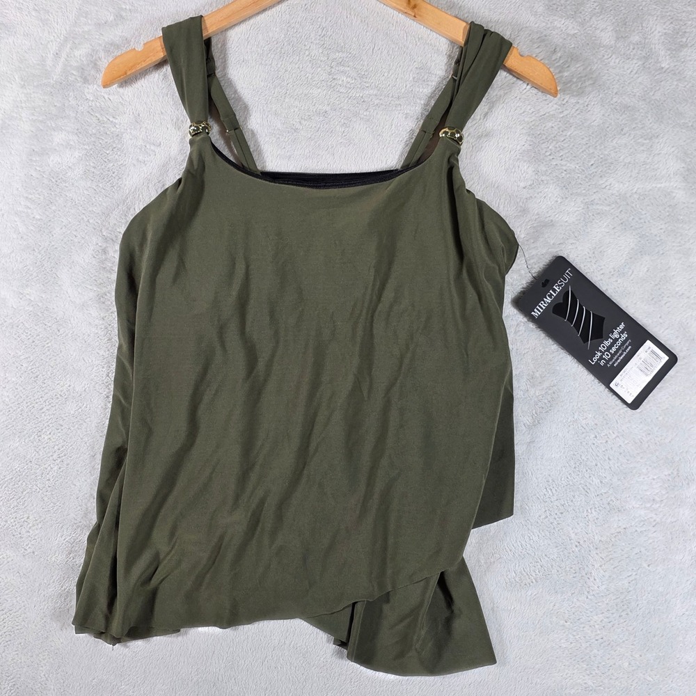 Miraclesuit‎ Razzle Dazzle Underwire Tankini Top US 8 Olivetta Green Slimming